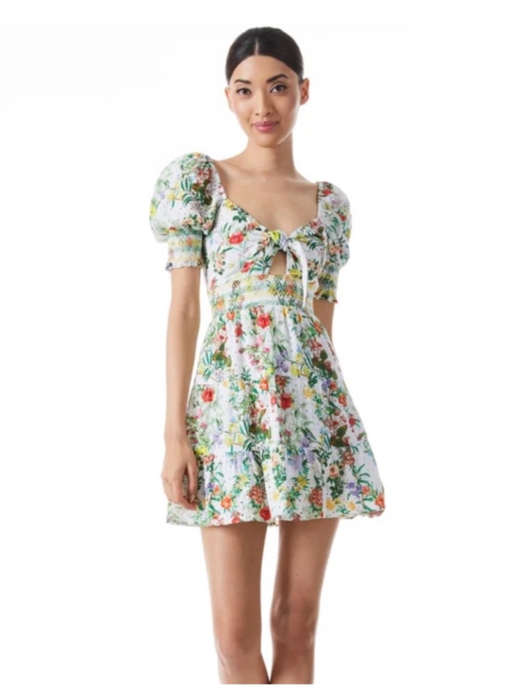 Alice + Olivia Kristie Floral Rmbroidered Mini Dress